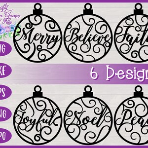 Laser Cut Christmas Word Ornaments SVG | Word Ornament SVGs | Christmas Laser Cut Designs