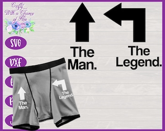 Funny Men's Boxers SVG, Men's Underwear SVG, The Man The Legend SVG, Funny Valentine's Day Gag Gift for Men Design