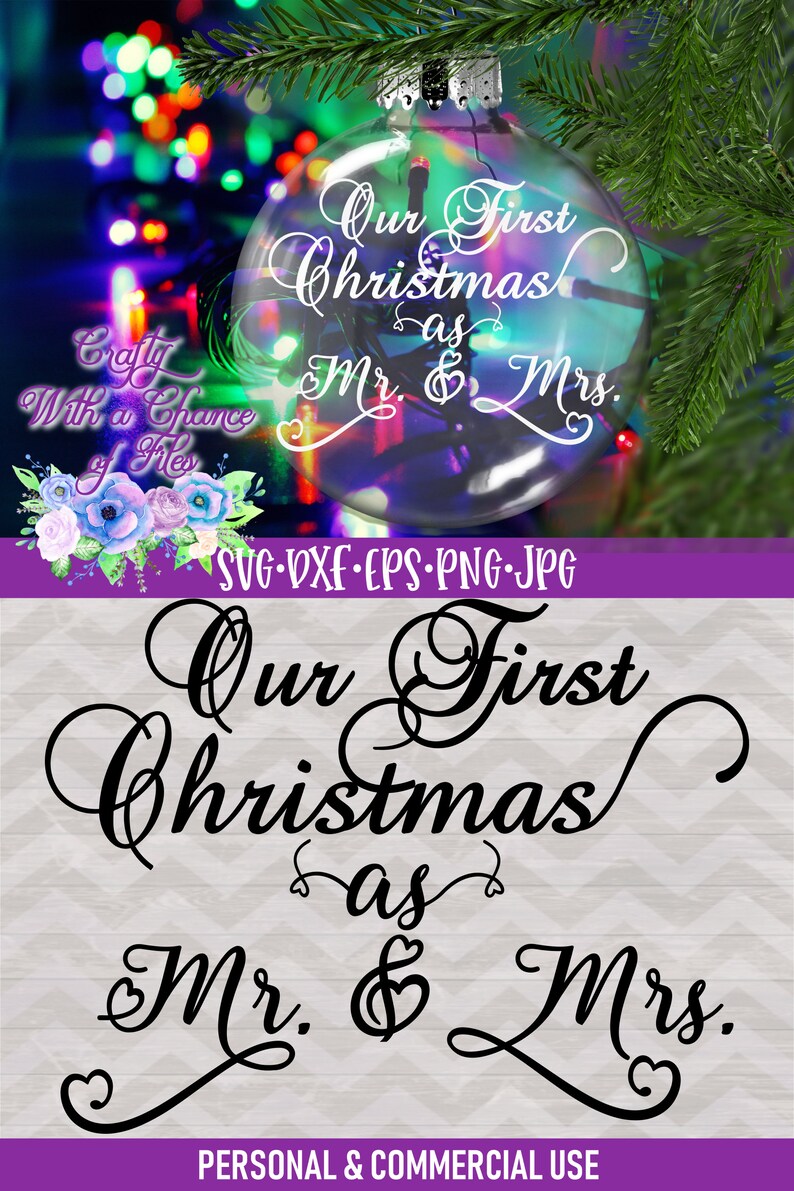 Download Our First Christmas as Mr & Mrs SVG Wedding Ornament ...