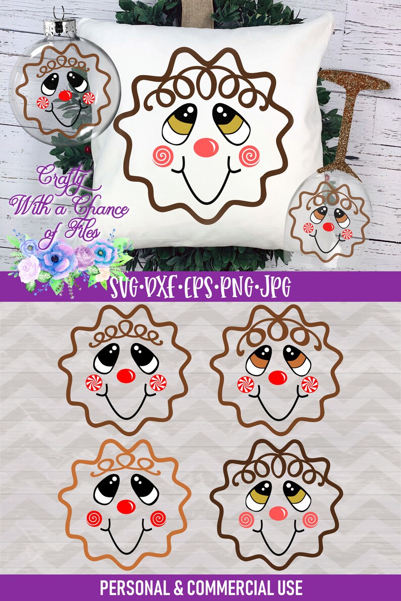 Download Gingerbread Man Face SVG Christmas Ornament/Bauble Design ...