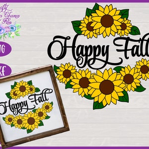 Happy Fall SVG | Sunflowers SVG | Fall Garden Flag SVG | Autumn Sunflowers Sign Design