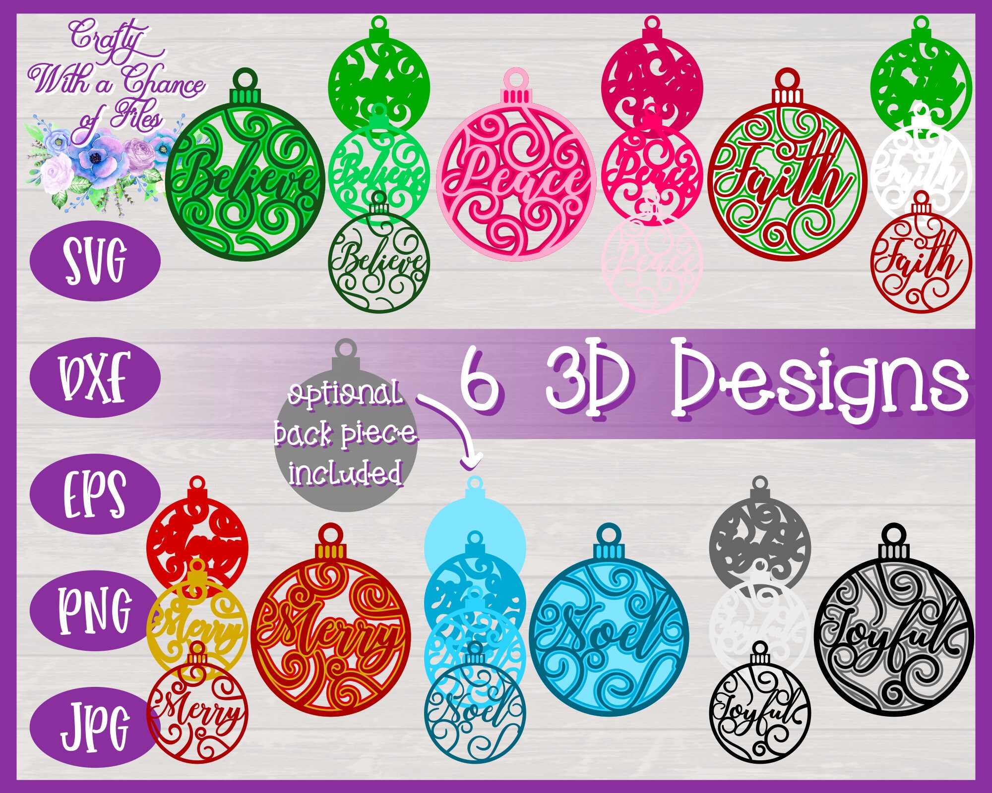 Download 3D Layered Christmas Word Ornaments SVG 3D Christmas | Etsy