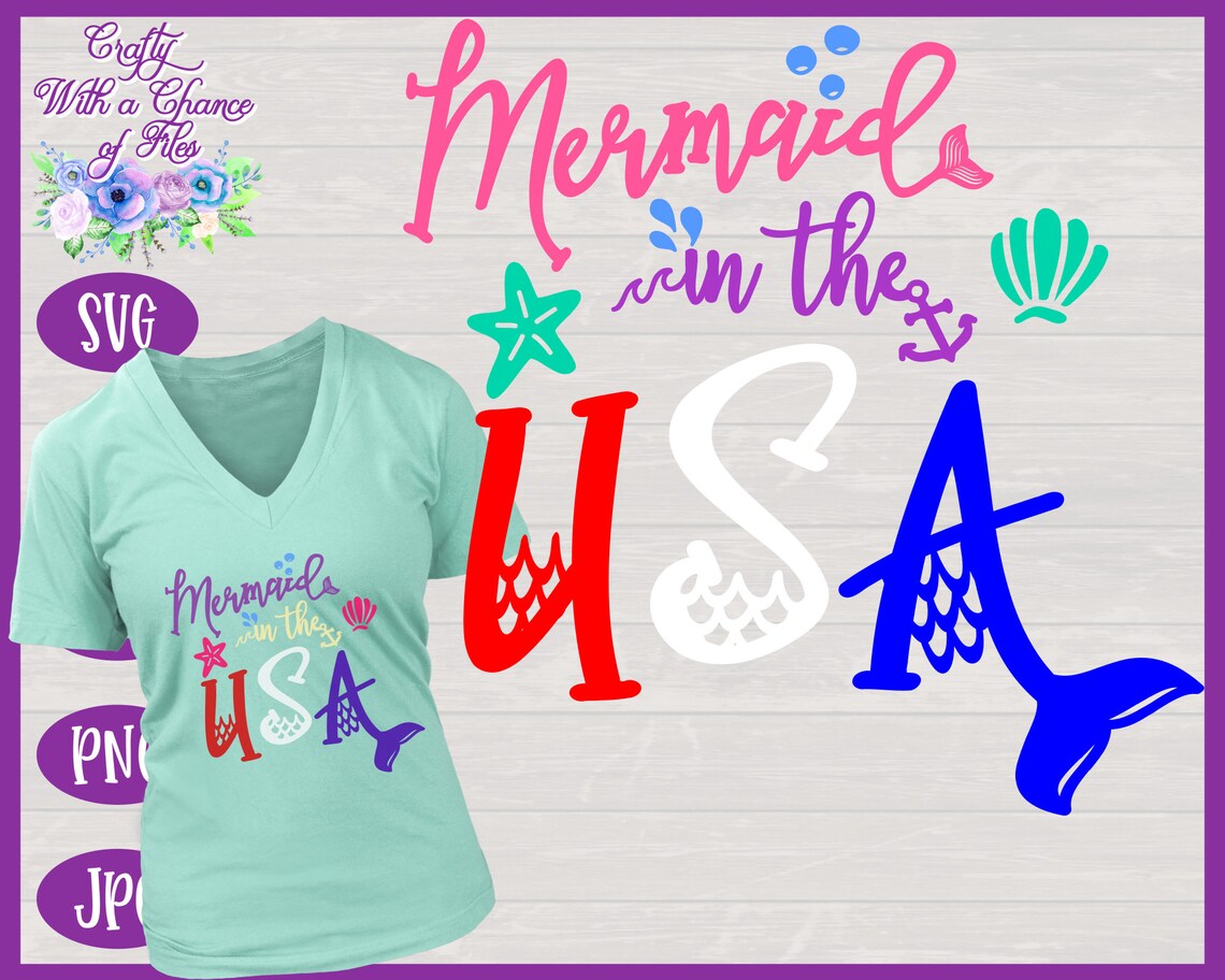 Download Mermaid in the USA SVG 4th of July SVG American Mermaid ...