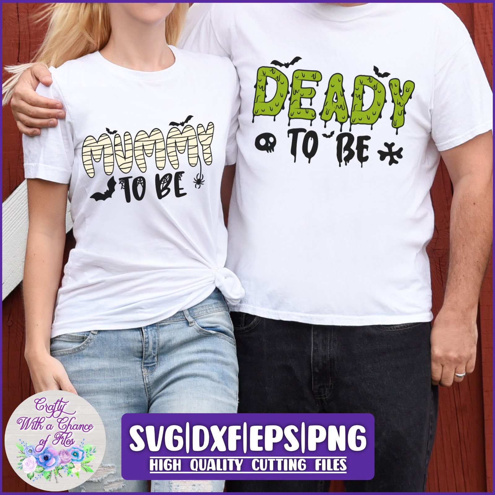 Halloween Maternity Shirt SVG | Mummy To Be SVG | Deady To Be SVG | Matching Couple Halloween Pregnancy Announcement Shirt Designs