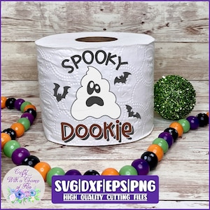 Halloween Toiletpapier PNG | Spookachtige Dookie SVG | Ghost kak SVG | Halloween badkamer toiletpapier sublimatie ontwerp