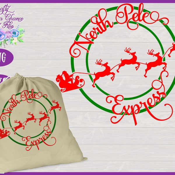 Santa Sack SVG, North Pole Express, Christmas Ornament (Digital Download)
