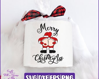 Funny Christmas Toilet Paper Santa Butt SVG | Gag Gift Design (Digital Files)
