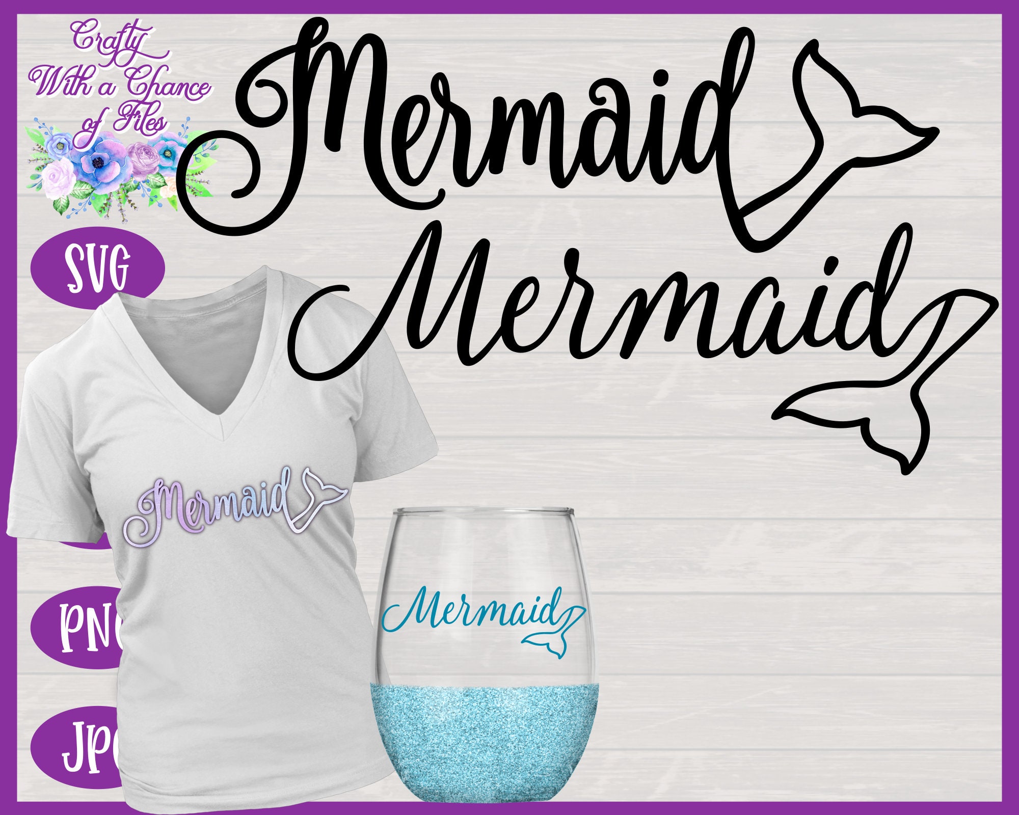 Download Mermaid SVG Mermaid Tail SVG Mermaid Word with Tail SVG | Etsy