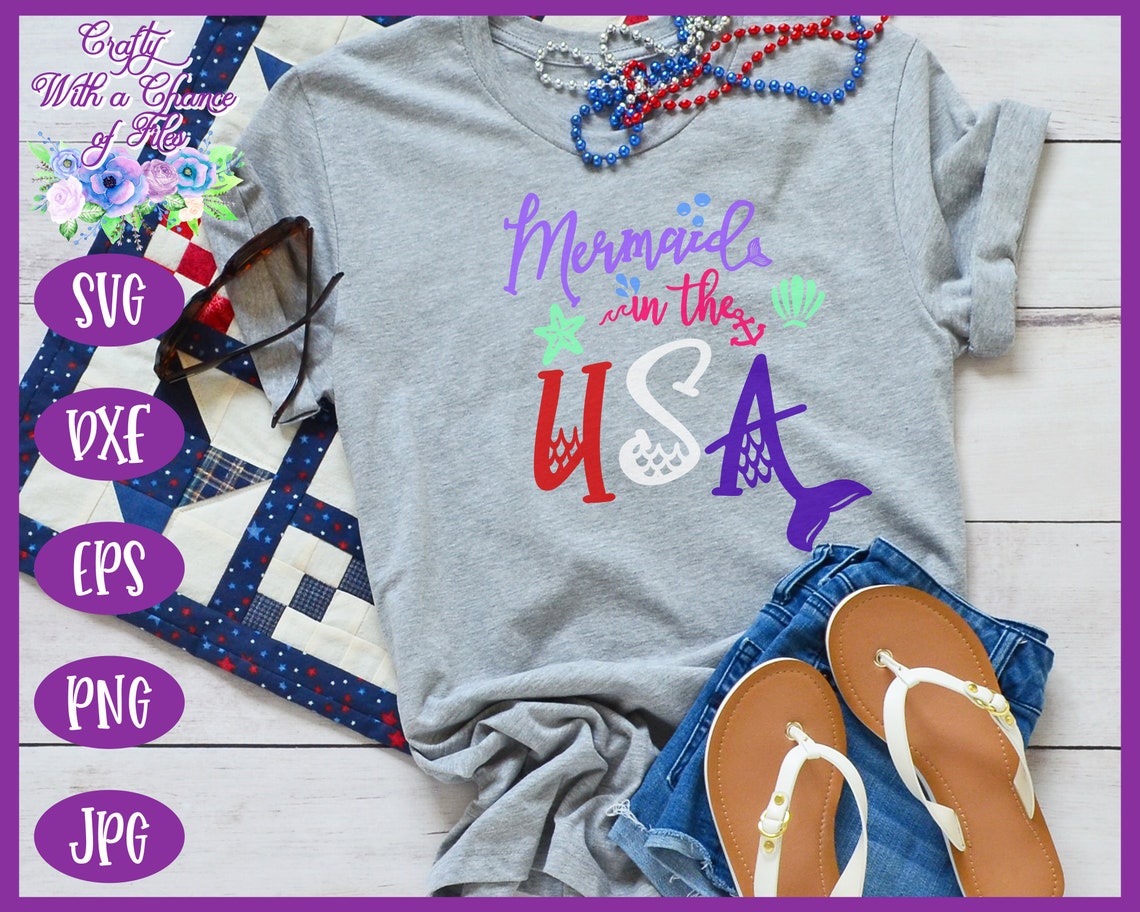 Download Mermaid in the USA SVG 4th of July SVG American Mermaid ...