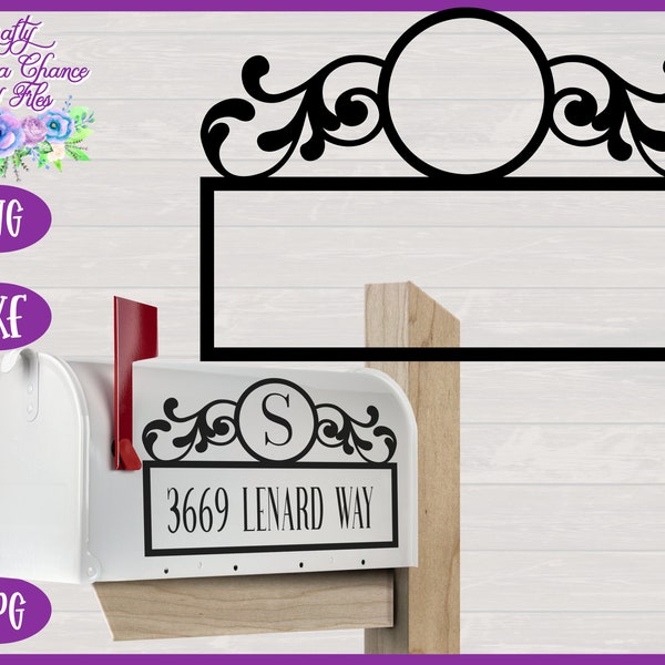 Mailbox Decal SVG, Address Monogram SVG, Mailbox Flourish Monogram SVG, Doormat House Number Sign Design