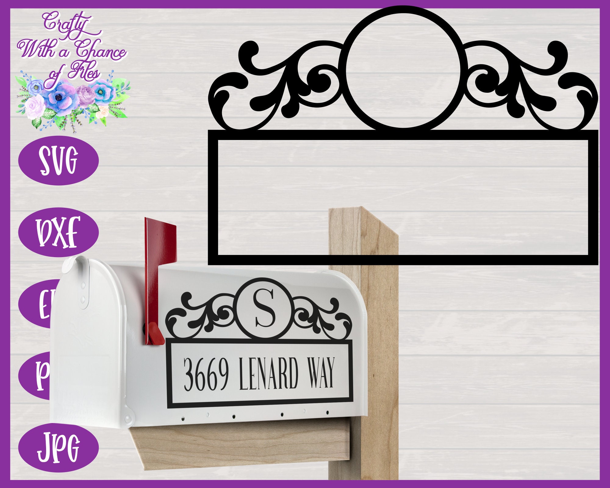 Download Mailbox Decal Svg Address Monogram Svg Mailbox Flourish Etsy