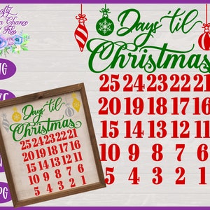 Days Til Christmas SVG | Christmas Countdown SVG | Christmas SVG | Advent Calendar Design