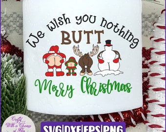 Christmas Toilet Paper SVG | We Wish You Nothing Butt Merry Christmas SVG | Toilet Paper PNG | Funny Christmas Sublimation Design
