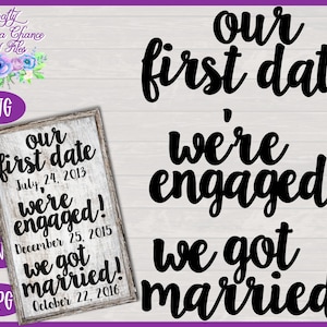 Hochzeit SVG | Unser erstes Date Wir sind verlobt Wir haben verheiratet SVG | Gerade verheiratet SVG | Familie Bauernhaus Zeichen Design