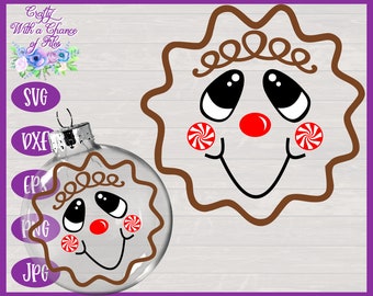 Gingerbread Man Face SVG - Christmas Decor Design