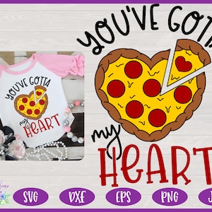 Você tem que pizza meu coração | Dia dos Namorados SVG | Pizza dos Namorados SVG | Comida trocadilho SVG | Design de camiseta infantil para o dia dos namorados