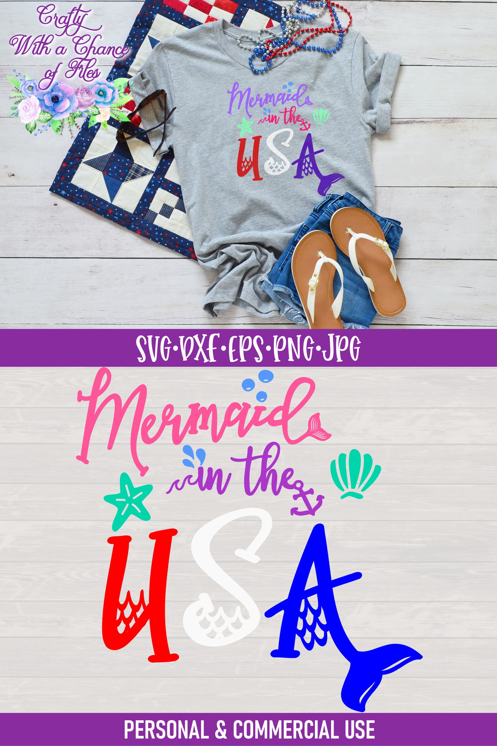 Download Mermaid in the USA SVG 4th of July SVG American Mermaid ...