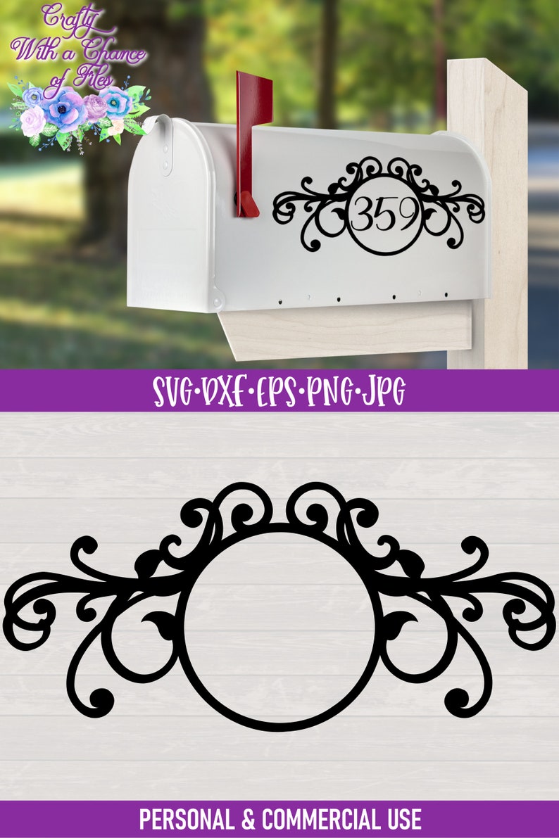 Mailbox SVG Address SVG Monogram SVG Flourish Mailbox Decal Etsy