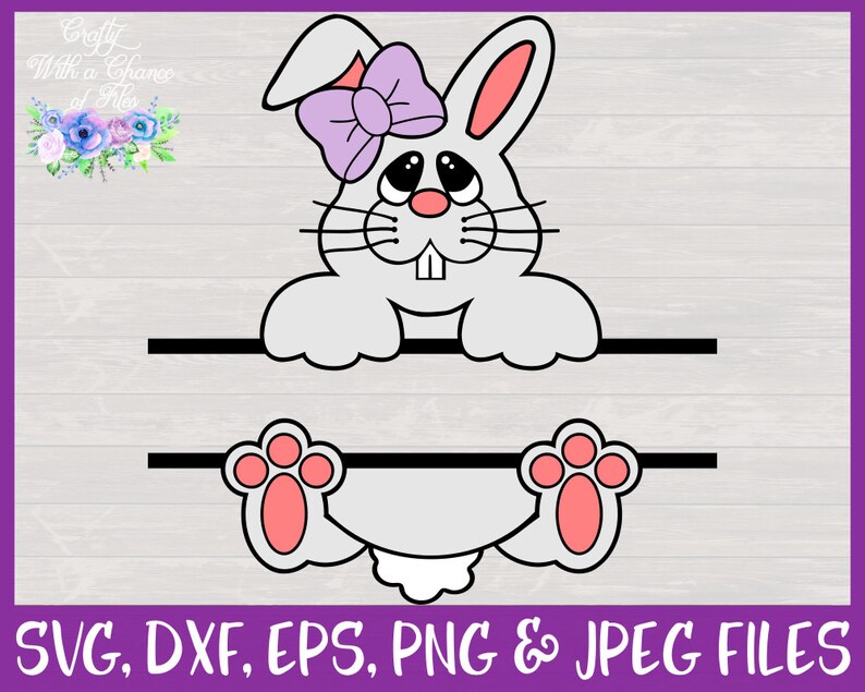 Download Easter SVG Split Bunny Monogram SVG Easter Basket Name | Etsy