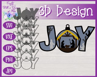 Layered Nativity Joy SVG, 3D Christmas Ornament (Digital Download)