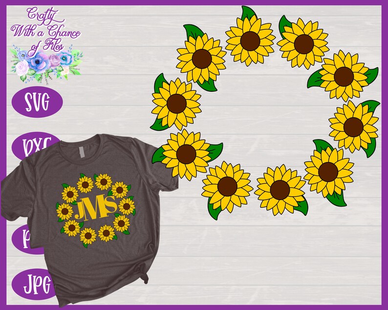 Download Fall Monogram SVG Sunflower Frame SVG Sunflower Wreath SVG ...