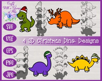 3D Christmas Dinosaur Ornament SVG Laser Cut File