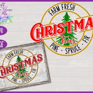 Farm Fresh Christmas Trees SVG | Christmas Trees SVG | Vintage Christmas SVG | Farmhouse Sign Design
