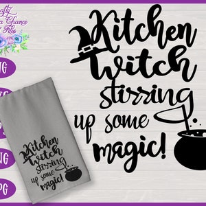 Küche Hexe Stirring Up einige Magie SVG - Halloween-Design für Cricut & Silhouette