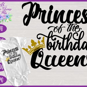 Princesa do Aniversário Rainha SVG, Filha de uma Rainha SVG, Família Real SVG, Design de camisa de aniversário da mamãe e eu