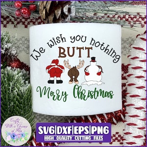 Weihnachten Toilettenpapier SVG | Toilettenpapier PNG | Wir wünschen Ihnen nichts Hintern Frohe Weihnachten SVG | Santa Mooning Weihnachten Sublimation Design
