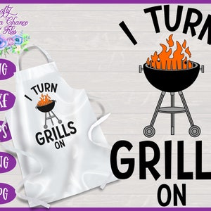 Ik draai grills op SVG Funny BBQ schort voor papa cut-bestand voor de Cricut & Silhouette