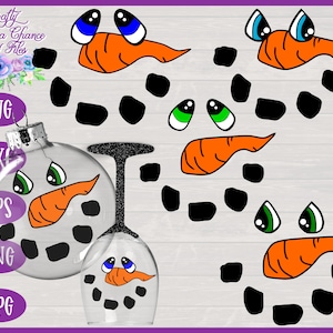 Puede incluir: Un conjunto de im&aacute;genes de clipart digital que representan una cara de mu&ntilde;eco de nieve con varios rasgos faciales, incluidos ojos, nariz y botones de carb&oacute;n. Las im&aacute;genes son en negro, blanco, naranja, verde y azul.