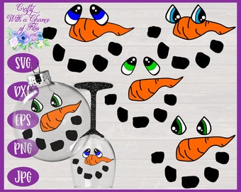 Snowman Faces SVG | Christmas Ornament Decor Designs (Digital Download)