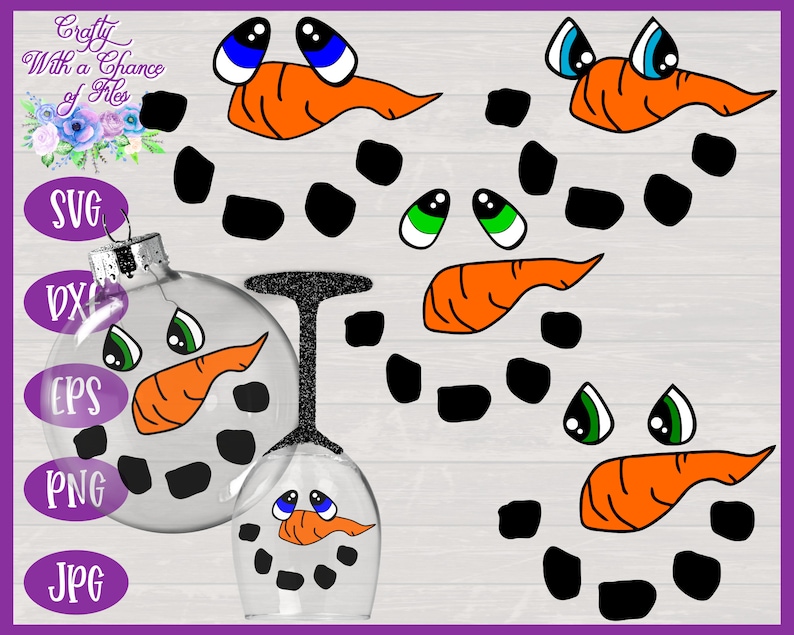 Puede incluir: Un conjunto de im&aacute;genes de clipart digital que representan una cara de mu&ntilde;eco de nieve con varios rasgos faciales, incluidos ojos, nariz y botones de carb&oacute;n. Las im&aacute;genes son en negro, blanco, naranja, verde y azul.