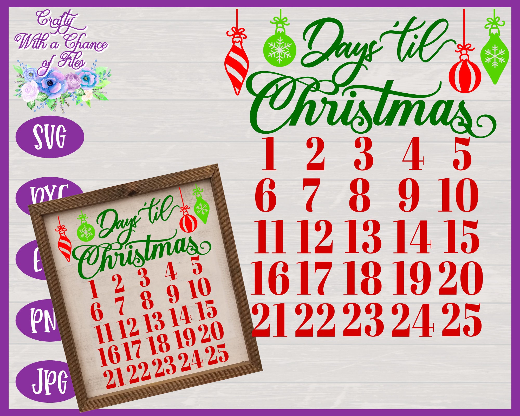 Days Til Christmas SVG - Christmas Advent Calendar Design
