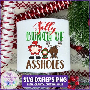 Carta igienica natalizia SVG / Jolly Bunch of Assholes SVG / Divertente carta igienica PNG / Design di sublimazione del culo di Babbo Natale di Natale
