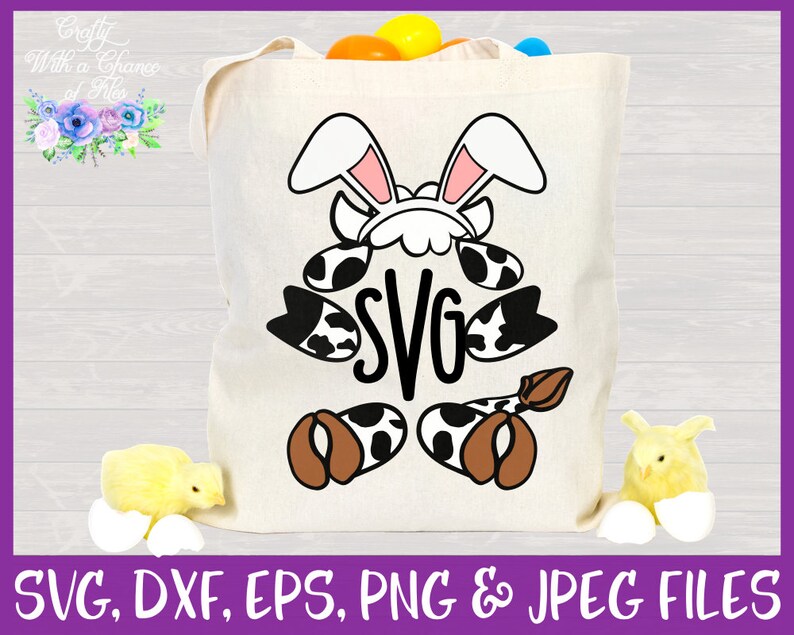 Download Easter SVG Cow Monogram SVG Easter Cow with Bunny Ears | Etsy