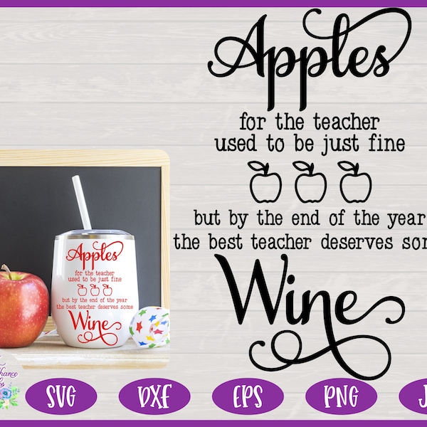 Teacher Appreciation SVG, Best Teachers Wine SVG, End Of School SVG, Funny Wine Gift for Teachers Design for Cricut - Svg, Dxf, Eps, Png