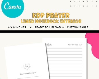 KDP Lined Notebook Interior Template 6x9, Canva KDP Template for Low Content Books [Ready To Upload]
