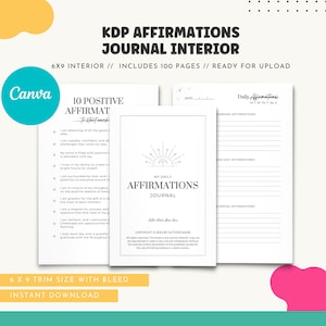 KDP Daily, Weekly Affirmations Journal Interior 6X9 - Szablony Canva KDP z wykorzystaniem komercyjnym dla książek o niskiej zawartości [gotowe do przesłania]