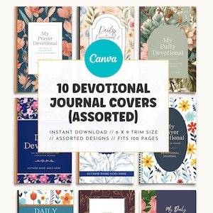 10 KDP Devotional Journal Covers 6X9 (Assorted) - Canva KDP Templates with Commercial Use for Low Content Books [Ready to Upload]