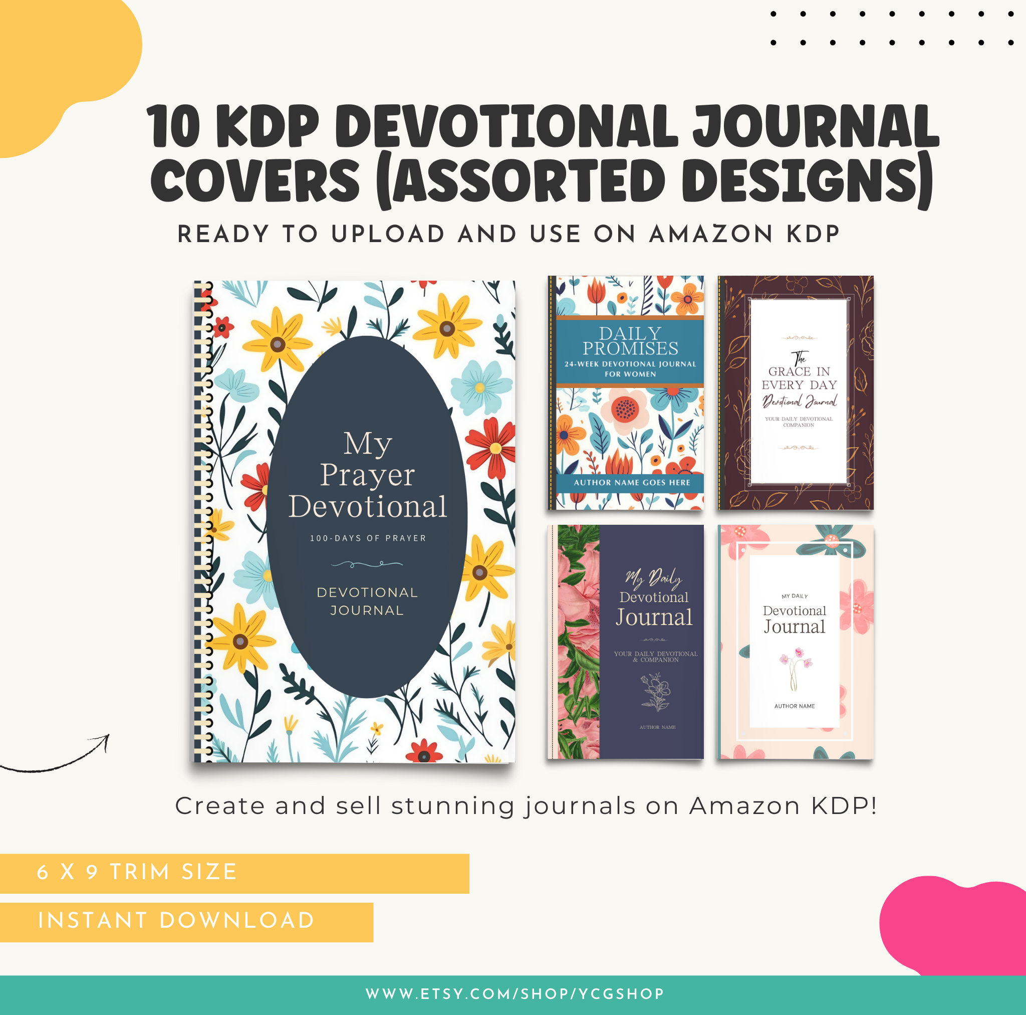Devotion Commercial 10 KDP Devotional Journal Covers 6X9 (assorted) - Canva KDP Templates ...
