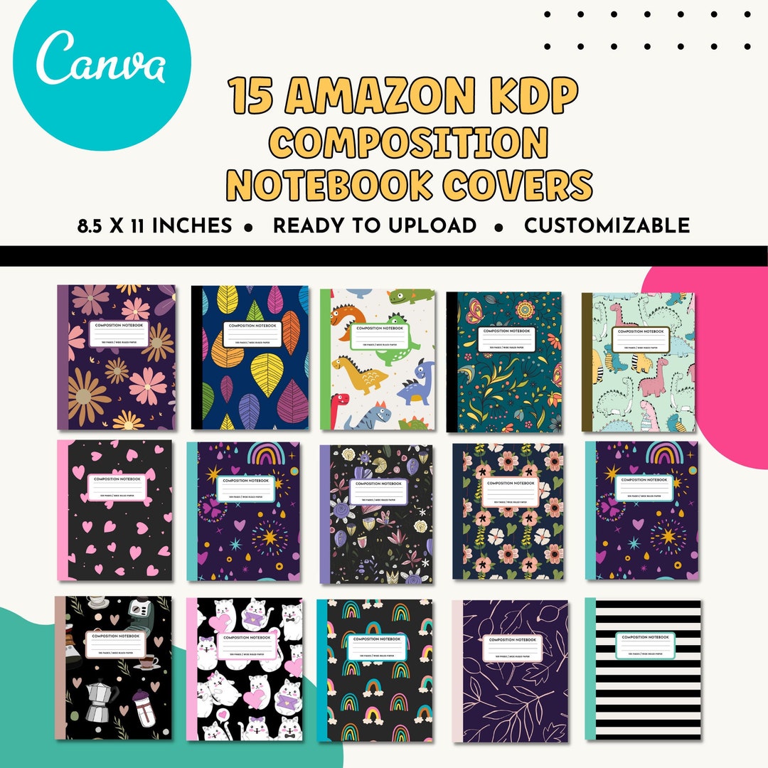 15 KDP Composition Notebook Covers 8.5 X 11 Inches Canva KDP Etsy