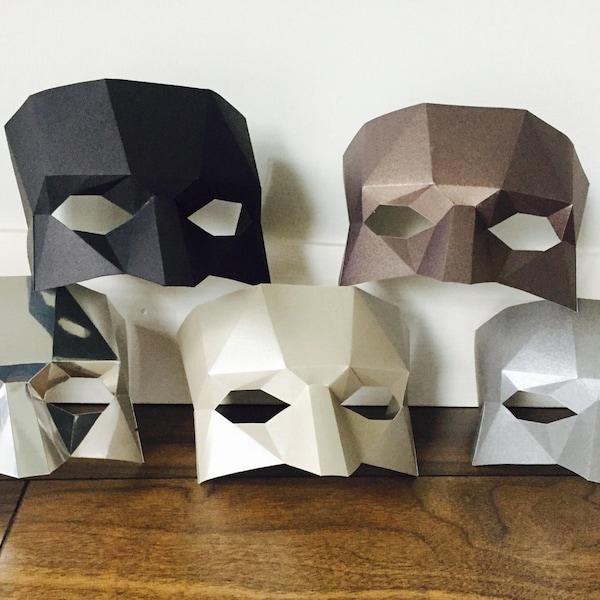Masque low poly/Demi-masque PDF/Masque DIY/Masque papier/Déguisement/Masque Halloween/Modèles imprimables/