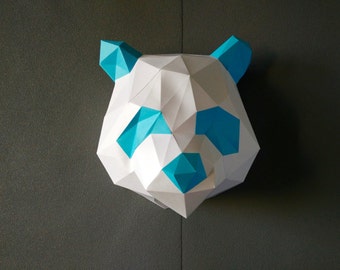 Panda DIY KIT/ Room Decor/ Paper Craft/ Wall Decor/ Paper Animal Head/ DIY Paper Craft/ Paper Panda/ Panda Head/ Origami