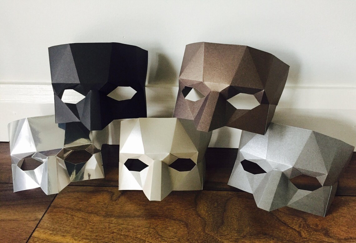 Low Poly Mask/pdf Half Mask/diy Mask/paper Mask/fancy Dress/halloween ...