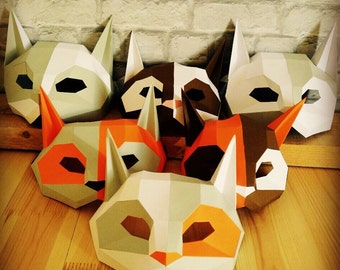 DIY Cat mask/Paper cat mask/DIY mask/Fancy dress/Halloween Mask/Printable Templates/Animal Mask/Kitten Mask/