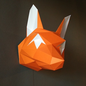 Medium Sly Fox DIY KIT/ Room Decor/ Paper Craft/ Wall Decor/ Paper Animal Head/ DIY Paper Craft/ Paper Sly Fox/Sly Fox Head/ Origami