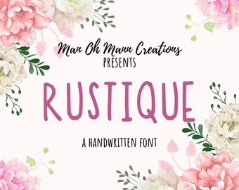 Digital Rustique Font - Instant Download - Full Alphabet - Handwritten - Rustic farmhouse look - skinny