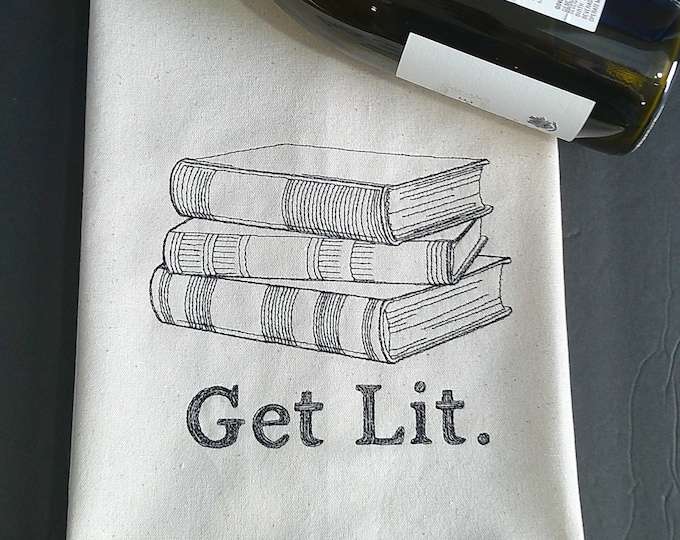 Get Lit Bookworms Kitchen Towel; Funny Gag Gift for Book Lovers; Quirky Kitchen Decor for Literary Fans, Fun Gift for Book Enthusiasts Towel